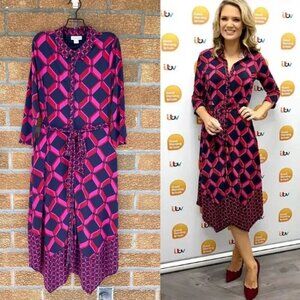 Monsoon Gabby Geo Print Shirt Dress size 8